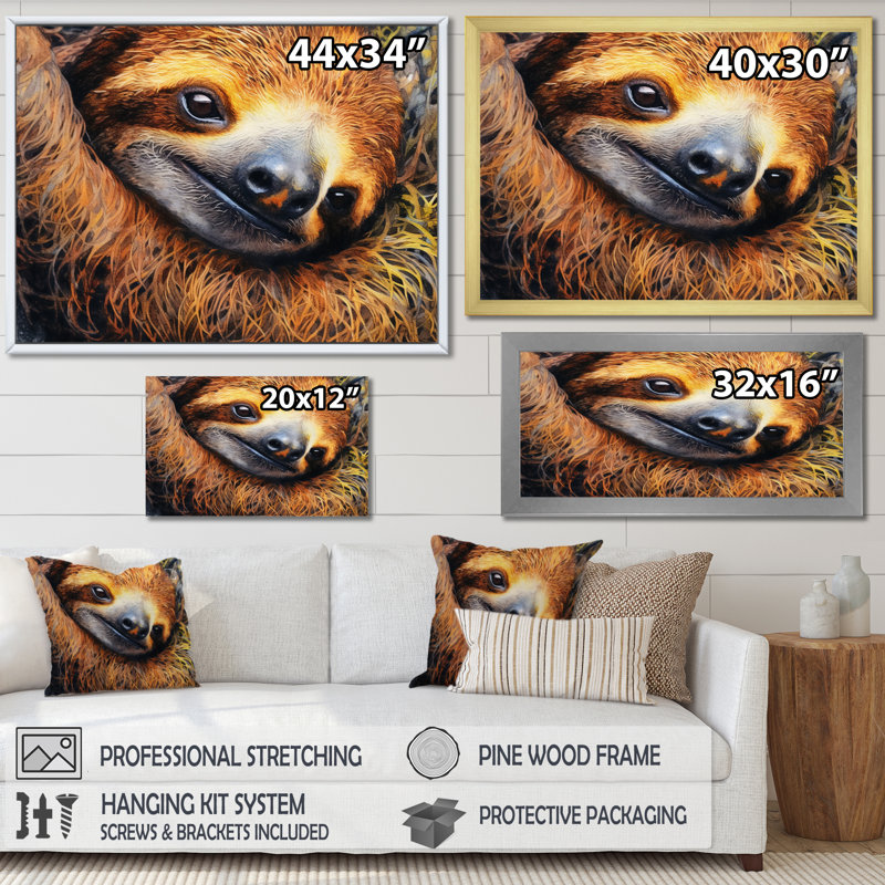 «Tree Dwelling Sloth I», reproduction d'art sur toile, H 34 po x l 44 po x P 1,5 po, Toile tendue