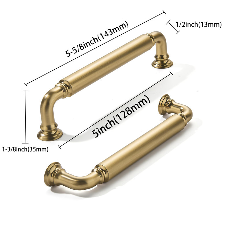 Lot de 10 poignées de meuble robustes en bronze champagne, entraxe de 128 mm (5 pouces), poignées de tiroir en laiton satiné, quincaillerie pour meubles, convient aux armoires de cuisine, de salle de bain et aux commodes.