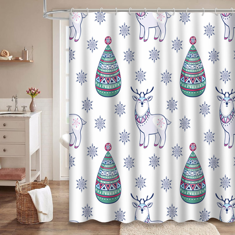 Rideau de douche Christmas Deer, L 72 po x l 78 po