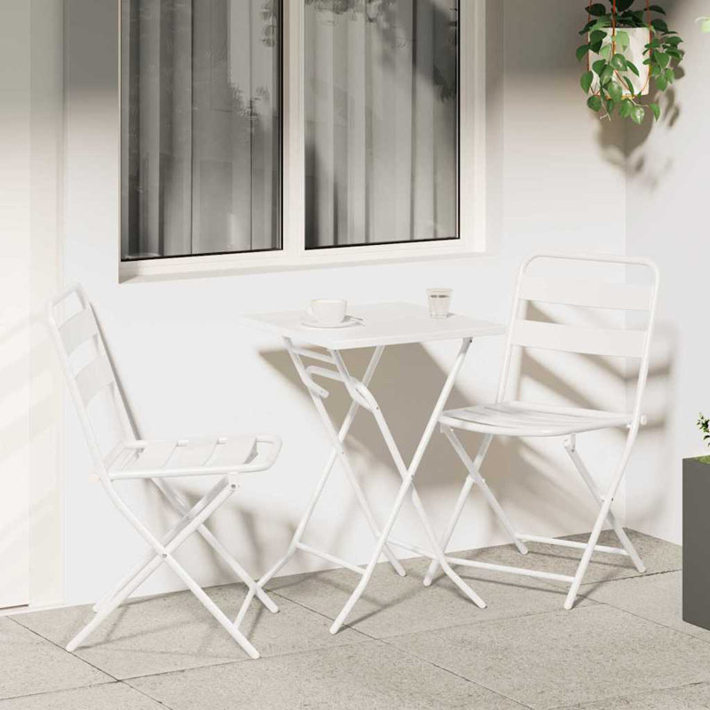 Vidaxl Bistro Set Folding 3 Pcs Steel, White