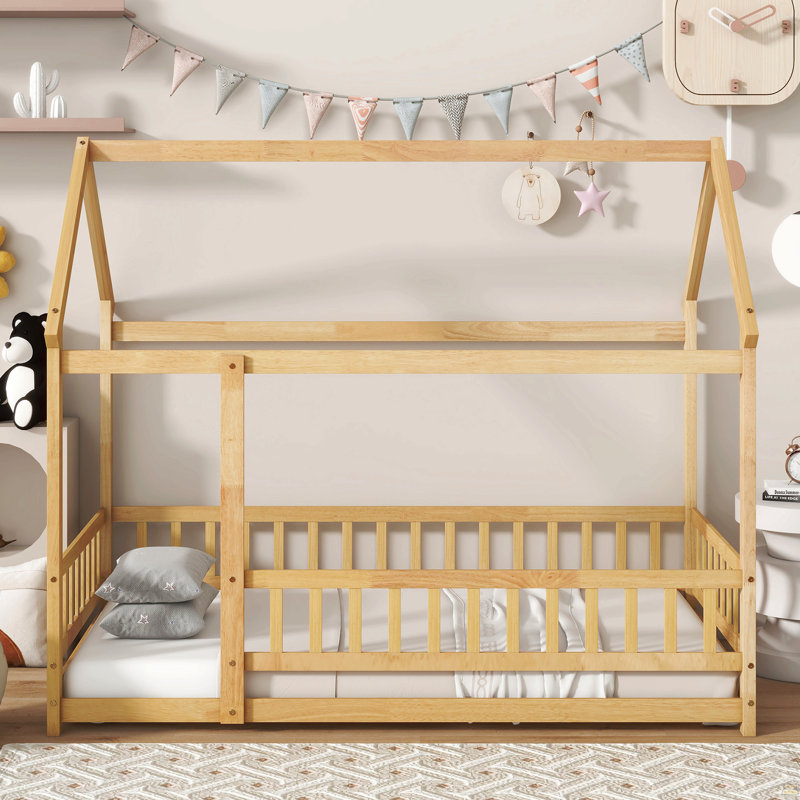Lit en bois pour lit simple avec structure de toit