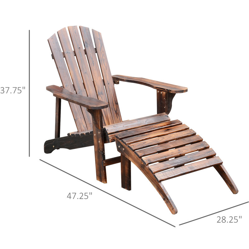 Chaise Adirondack en bois massif avec repose-pieds Sazid