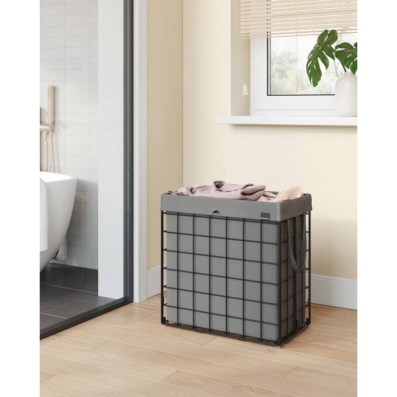 Laundry Hamper with Handles, Black/Grey, 58" H x 58" W x 33" D
