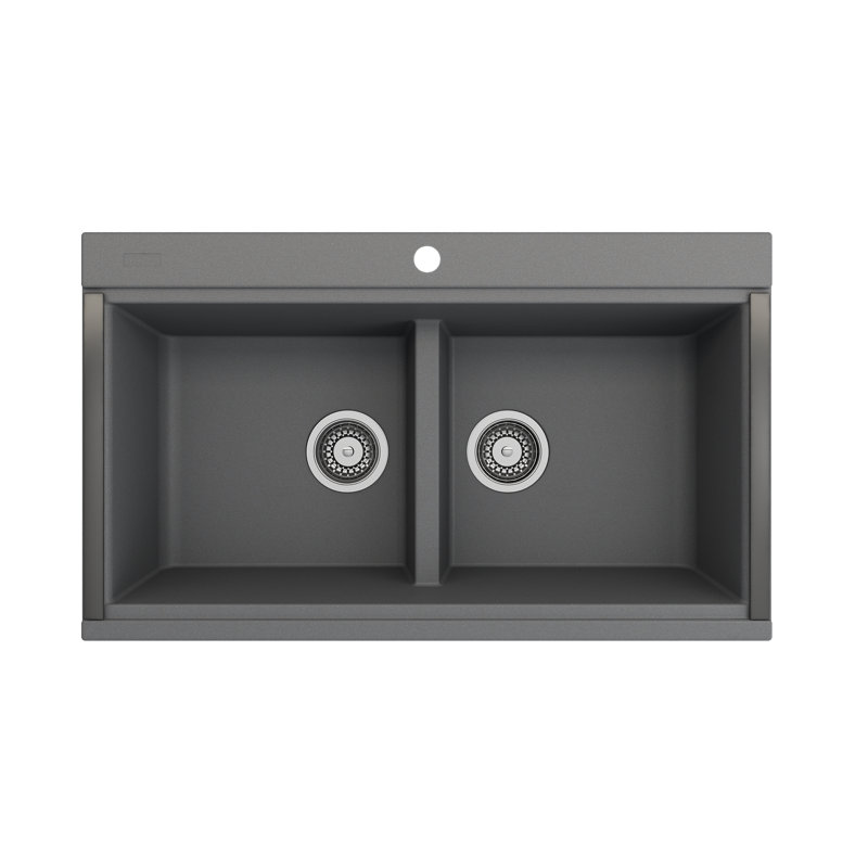 Baveno Lux 33.75'' L Dual-Mount Double Basin Kitchen Sink, Matte Black