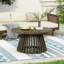 Table basse d'extérieur en bois d'acacia pour le patio, table basse ronde pour la cour arrière, pelouse et balcon-656630107