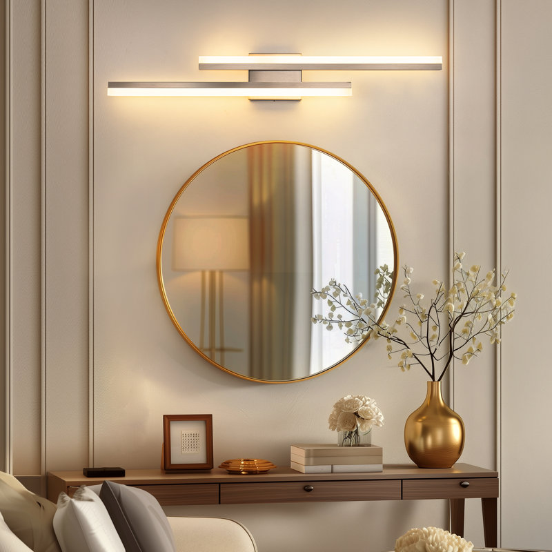 2-Light Minimalist LED Wall Sconce With Frosted Acrylic Shade, Modern Wall Light For Bedroom, Living Room, Brushed Nickel