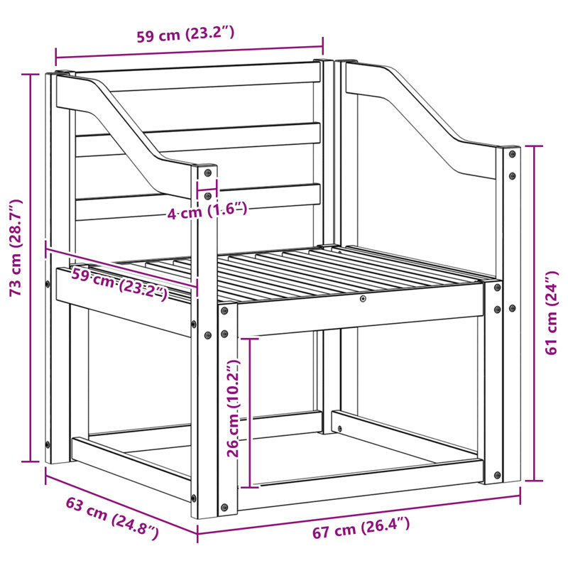 67cm Wide Patio Sectional Set