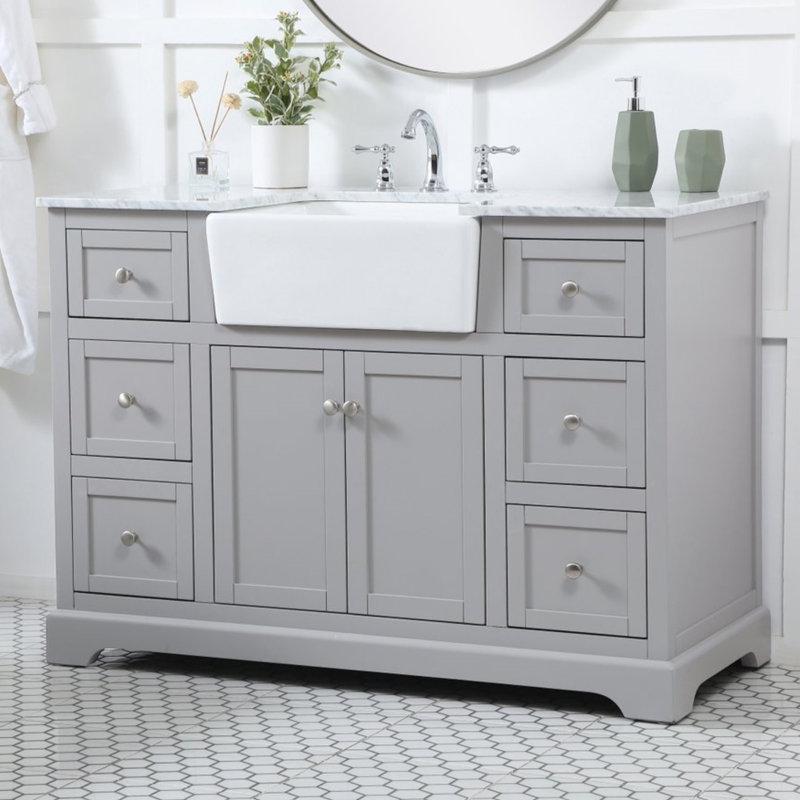 Pardue 48'' Single Bathroom Vanity with Marble Top, Gray