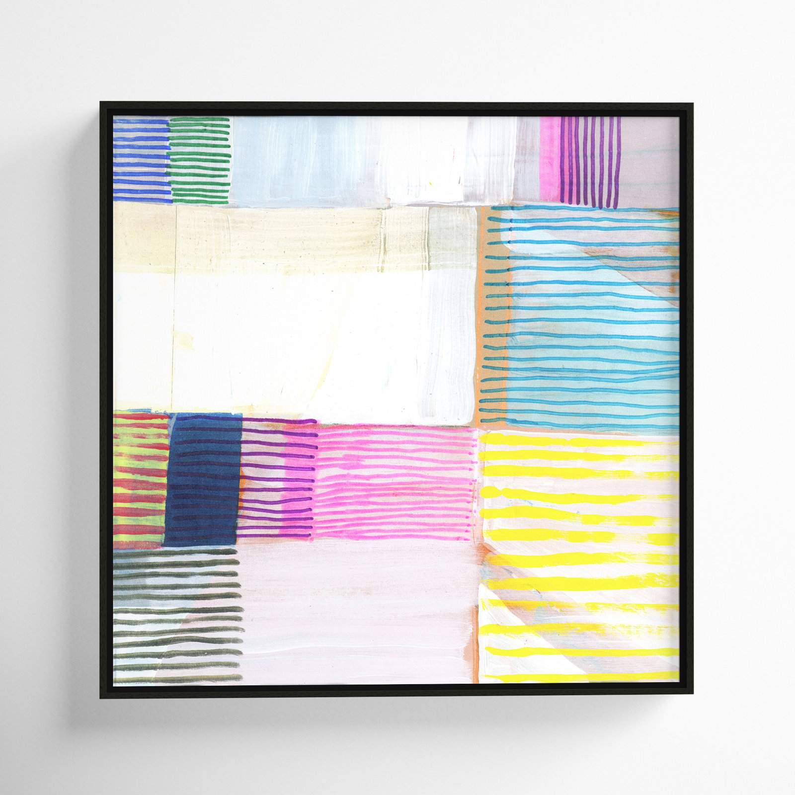 Bright Net III by Cartissi - Floater Frame Painting on Canvas, Espresso Framed, 25.5" H x 25.5" W x 2" D