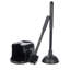 Ensemble de brosse de toilette 3-en-1 Bath Bliss avec distributeur de liquide rechargeable et piston noir | Panier de nettoyage complet pour salle de bain | Support peu encombrant