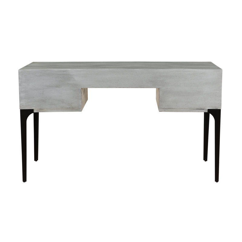 Solid Wood Top Metal Base Computer Desk