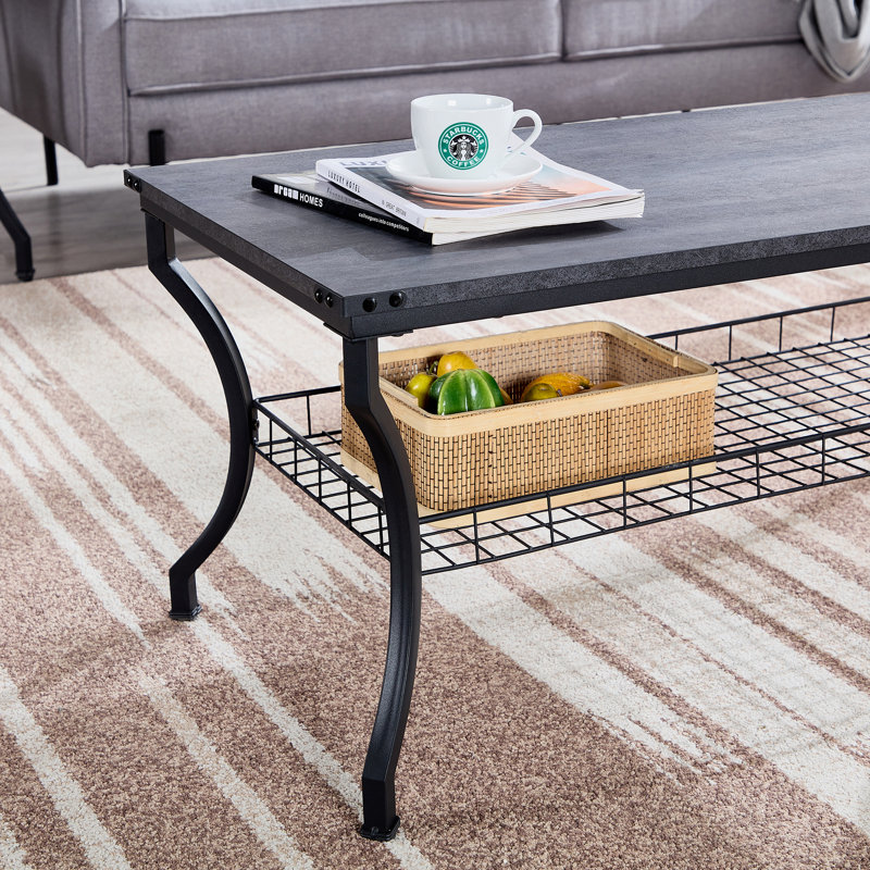Ensemble de tables basses 3 pièces Aliona, Gris anthracite / noir 