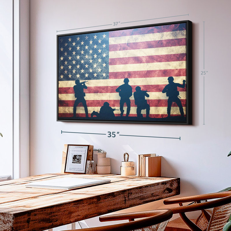 Impression sur toile militaire Grunge US, H 25 po x l 37 po