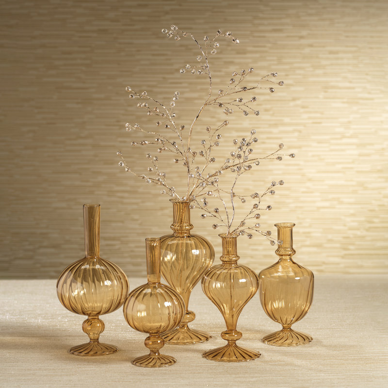 Ensemble de 2 vases en verre à spirale Trinida, Ambre clair