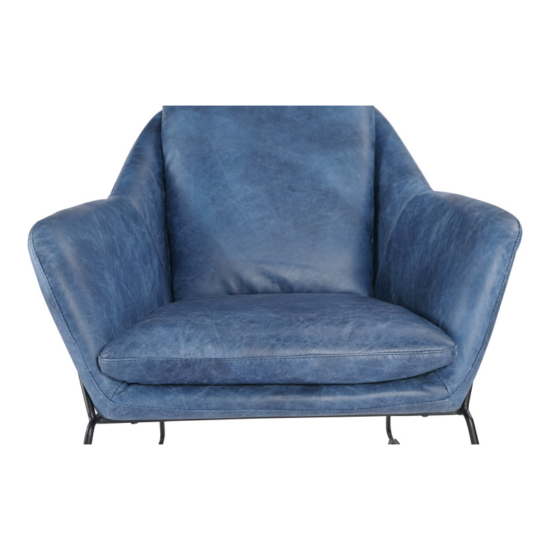 Greer Armchair, Blue Genuine Leather