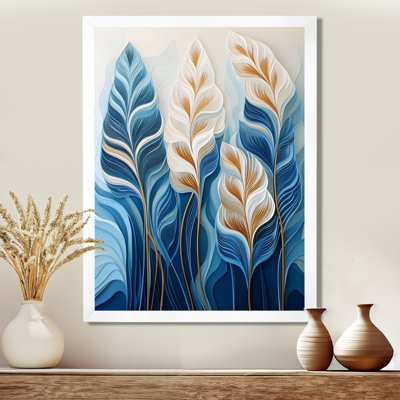 Gilded Pampas Plumes II - Boho Botanical Picture Framed Wall Art