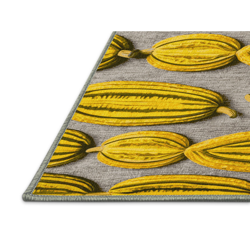 Washable African Horned Cucumber Fruits Area Rug, Runner 2' x 4'