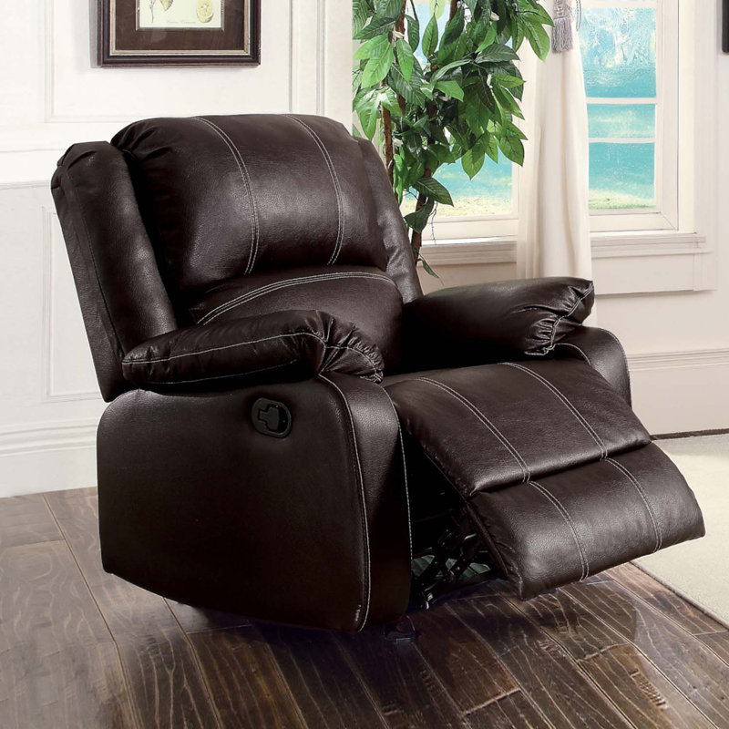 Fauteuil inclinable inclinable en similicuir brun Zuriel, Brun