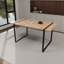 Table rectangulaire moderne et minimaliste - Plateau en bois aggloméré et pieds en métal noir