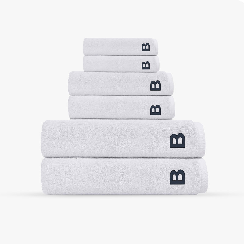 Monogrammed Cloer 6 pcs Turkish Towels Set, B, White