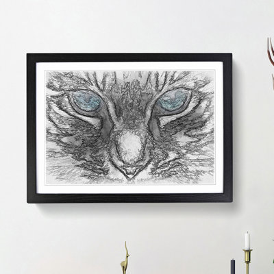 Bright Blue Cat Eyes in Abstract - Picture Frame Painting Print