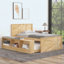 Lit plateforme simple en bois avec lit gigogne escamotable, armoire de rangement, blanc crème-897124805-895878045