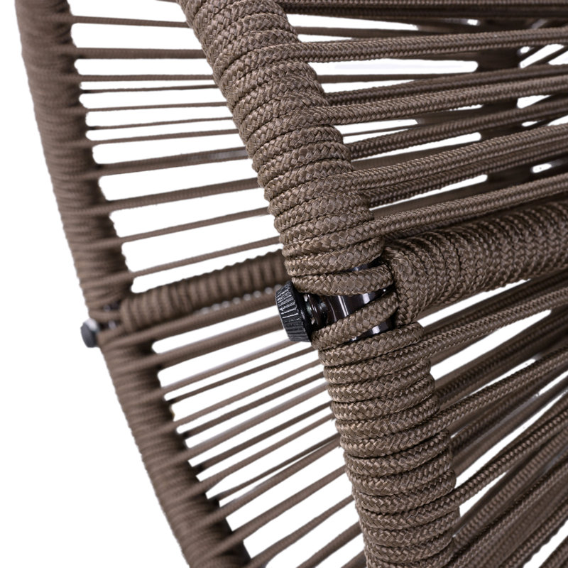 Table d'appoint d'extérieur Nara en bois d'acacia et corde tissée, Plateau en teck / cadre gris foncé