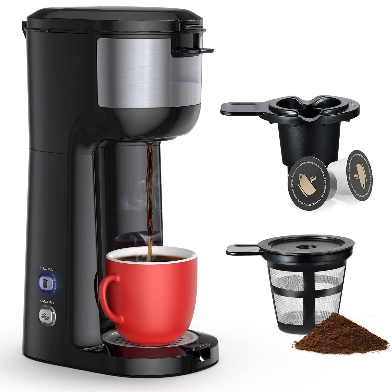  Single Serve Coffee Maker K Cup & Ground Coffee, One