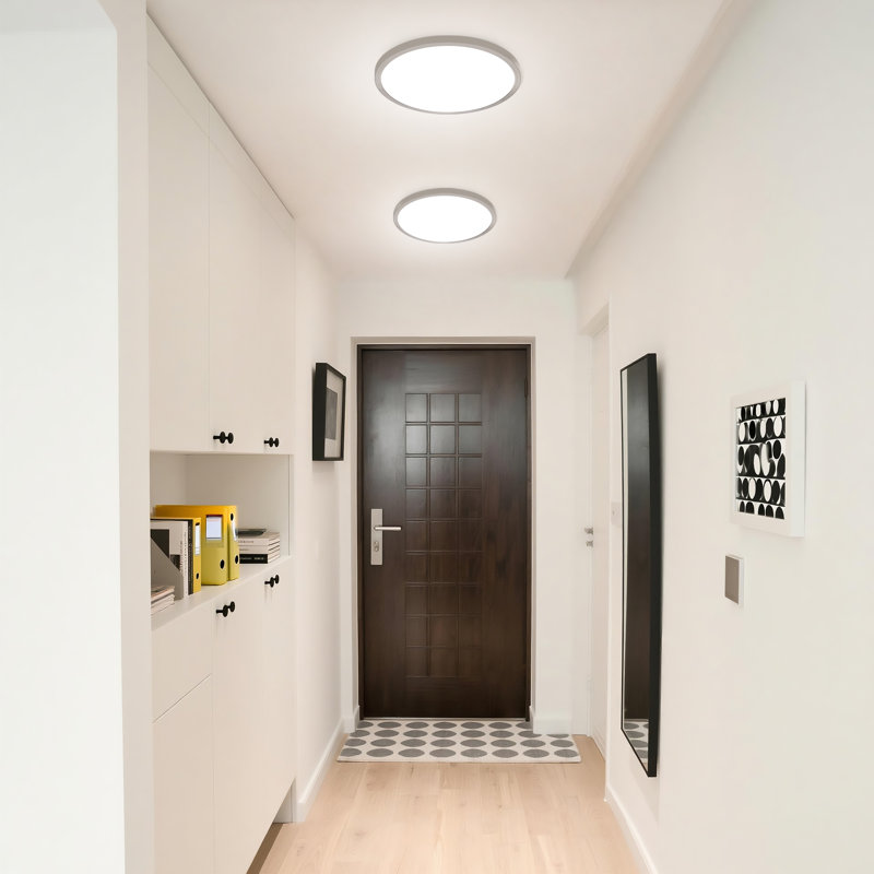 Plafonnier encastré à DEL moderne en nickel brossé moderne, sélectionnable CCT, à intensité variable, compatible avec les plafonds inclinés