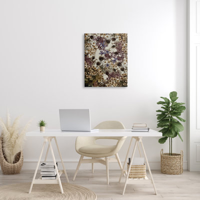 Grappe de fleurs sauvages foncées - impression sur toile