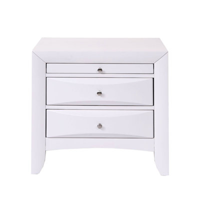 White Nightstand With 2 Drawers And A Practical Pull-Out Tray For Bedroom Elegant 1 Convenient