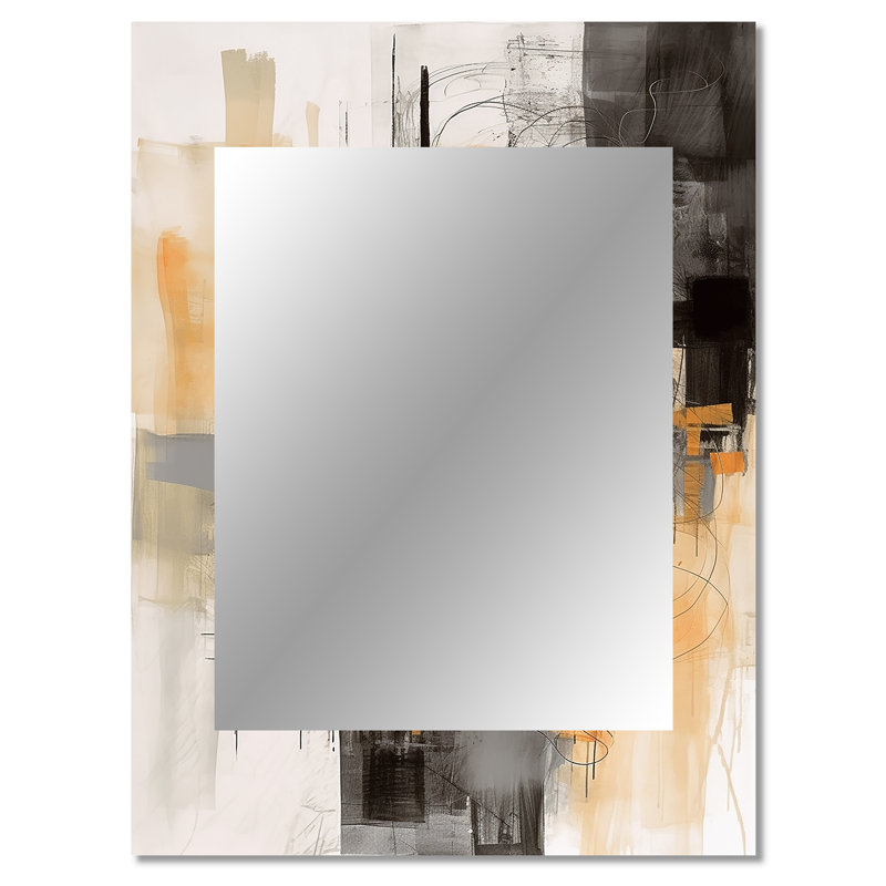 Abstract Design Shapes II - Abstract Collages Decorative Mirror, Modern Wall Mirror, Printed Metal Art, 40" x 30"