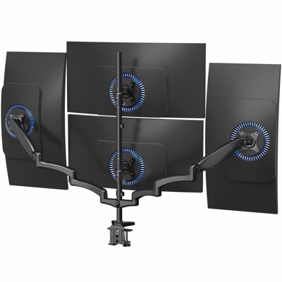 Support pour écran noir VIVO Quad, 2 bras pneumatiques + 2 fixes, 4 écrans jusqu'à 32 po