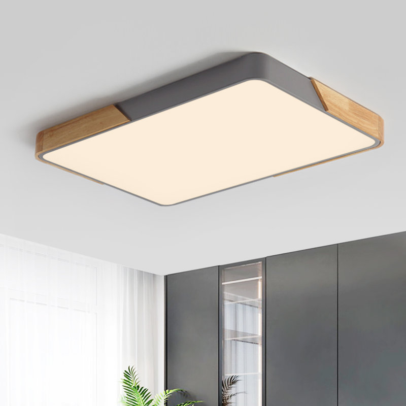 Kita 1 - Light Rectangle Dimmable LED Flush Mount, Gray/Natural