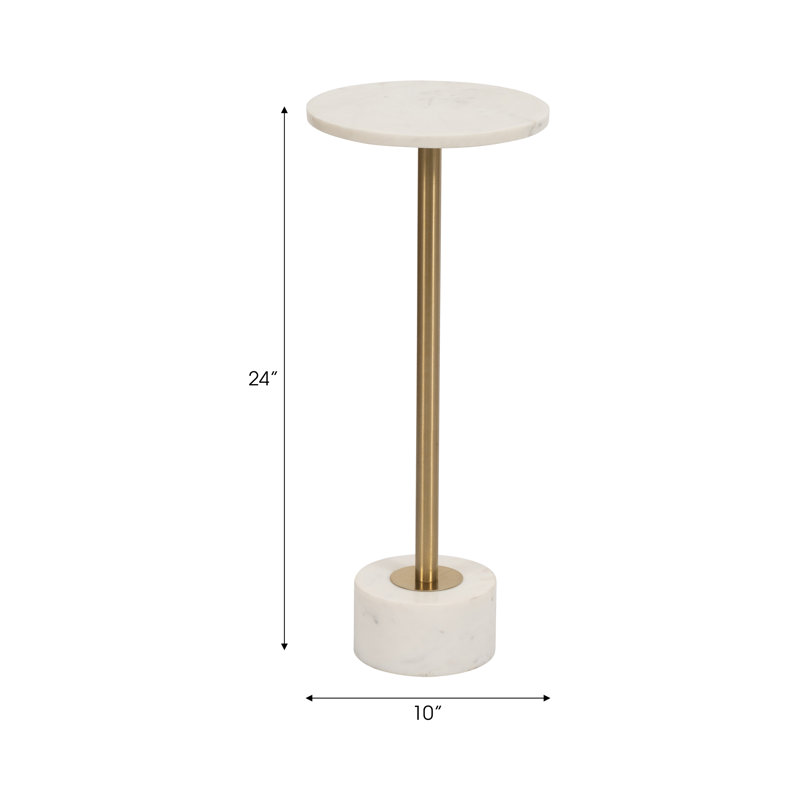Layla Iron Marble Accent Table, White/Gold