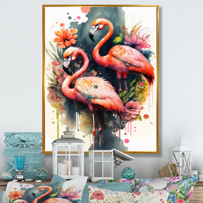 Mignon flamants roses - Peinture sur toile