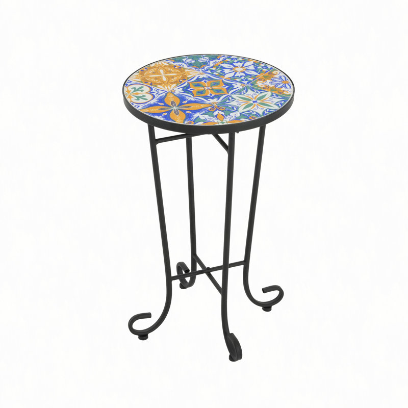 Patio Side Table, Black;Colorful / Black