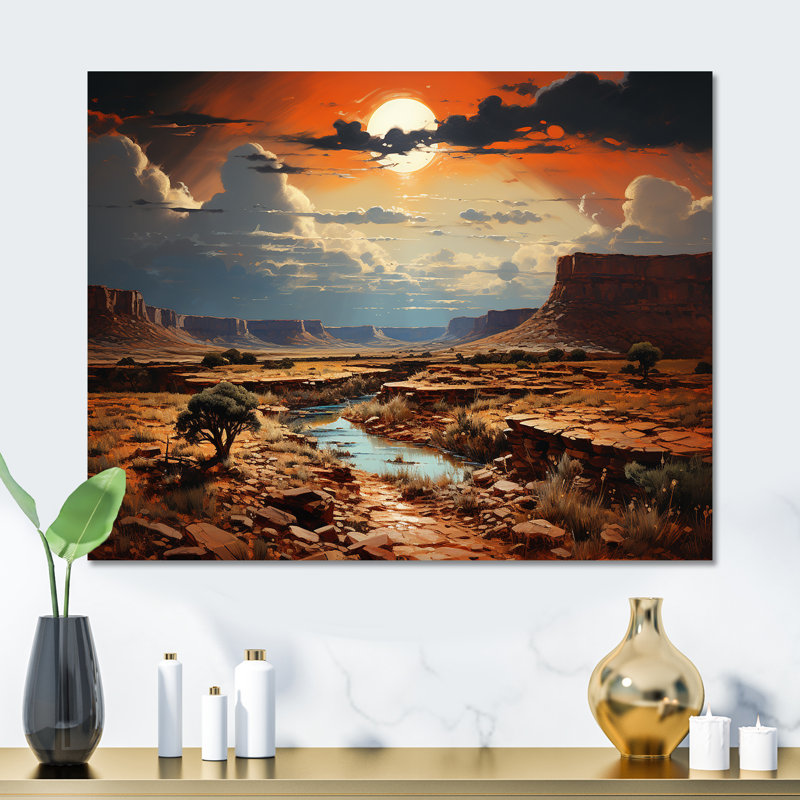 «Moonlit Sunset On Canyon Landscape II - Canyon & Desert», art mural en métal, H 30 po x l 40 po x P 1,5 po