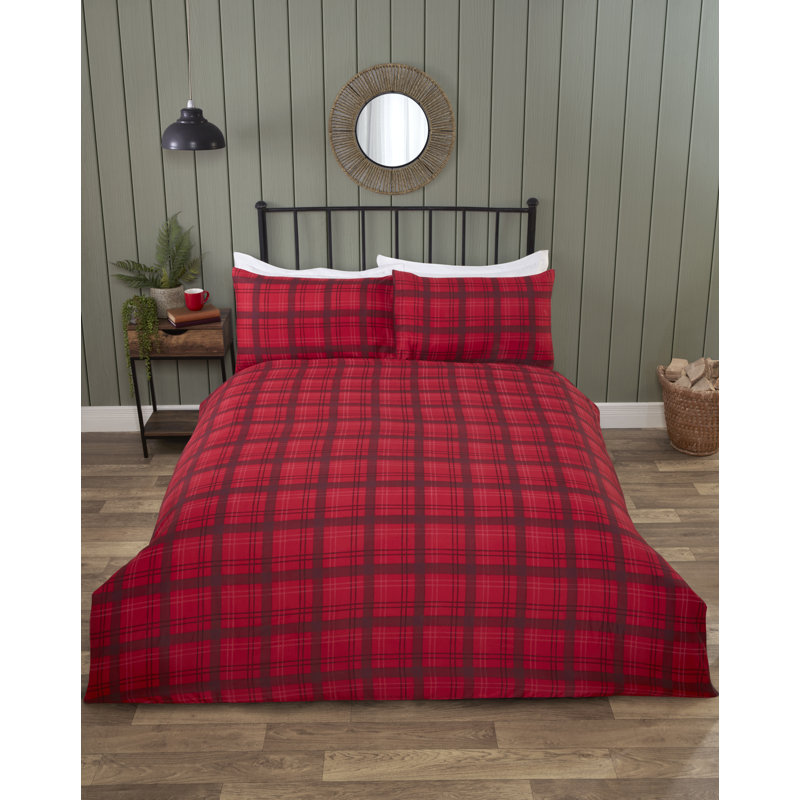 Polyester Chequered Duvet Cover Set with Pillowcases Included, King Duvet Cover Set + 2 Standard Pillowcases