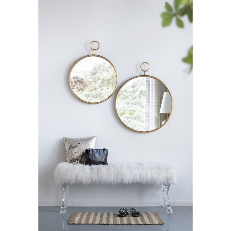 Miroir mural 22 "x 28" avec cadre en fer doré, 28 po x 22 po, Doré