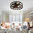 20" Industrial Black Flush Mount Ceiling Fan with Light and Remote, 6-speed Reversible DC Motor Caged Fandelier for Bedroom