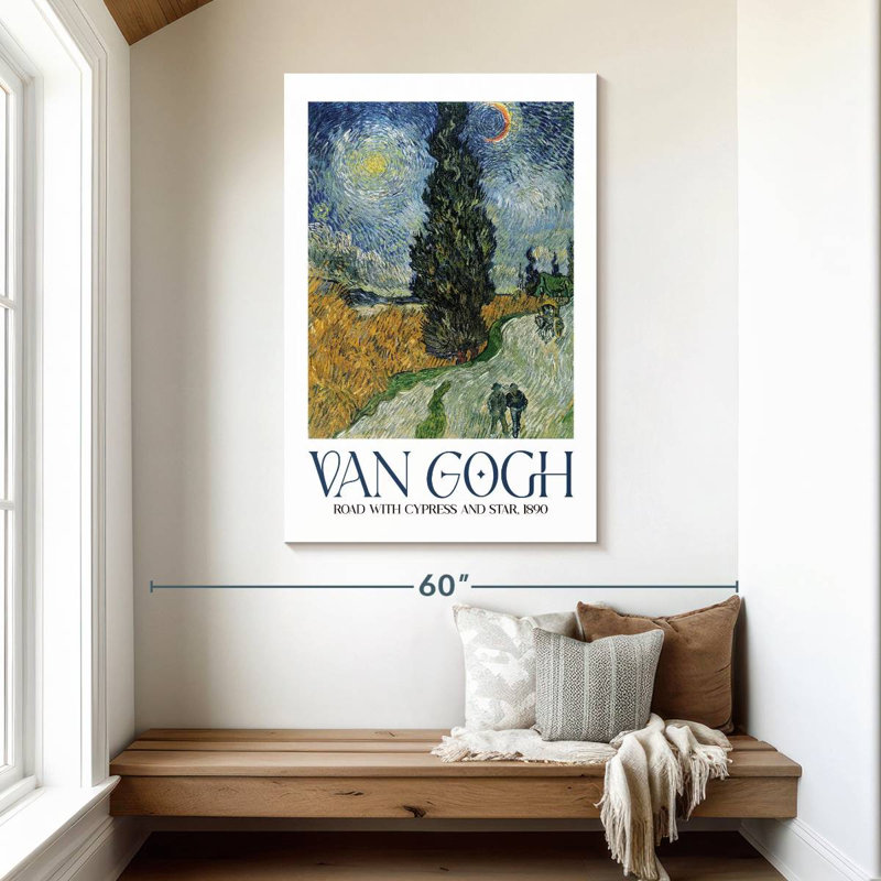 Affiche «Road with Cypress And Star Van Gogh», H 48 po x l 32 po