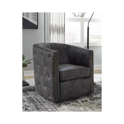 Kazier Faux Leather Swivel Accent Chair