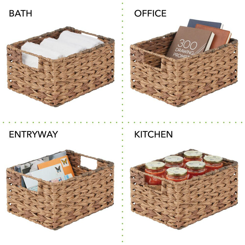 Plastic Bin Set, Brown Ombre, 6" H x 12" W x 9" D