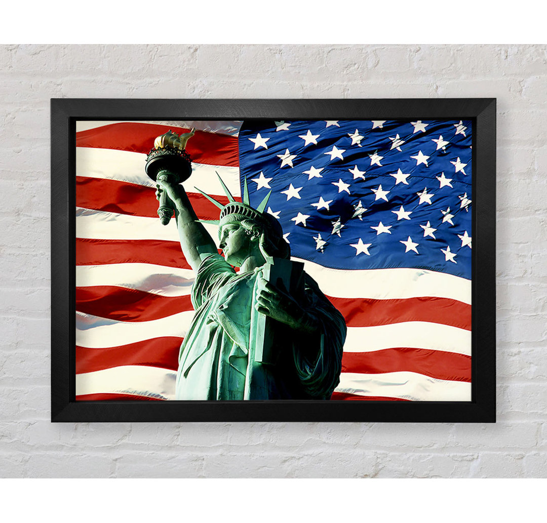 Gerahmter Kunstdruck Stars And Stripes With Lady Liberty