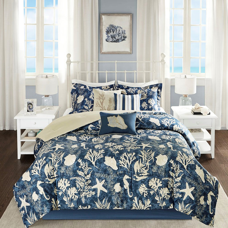 Édredon en coton bleu grand format 7 pièces au look enchanteur
