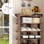 Hulett 45'' Double Row 7-Tier Freestanding Wooden Shoe Rack with Top Storage Shelf for Entryway & Closet-1835522116