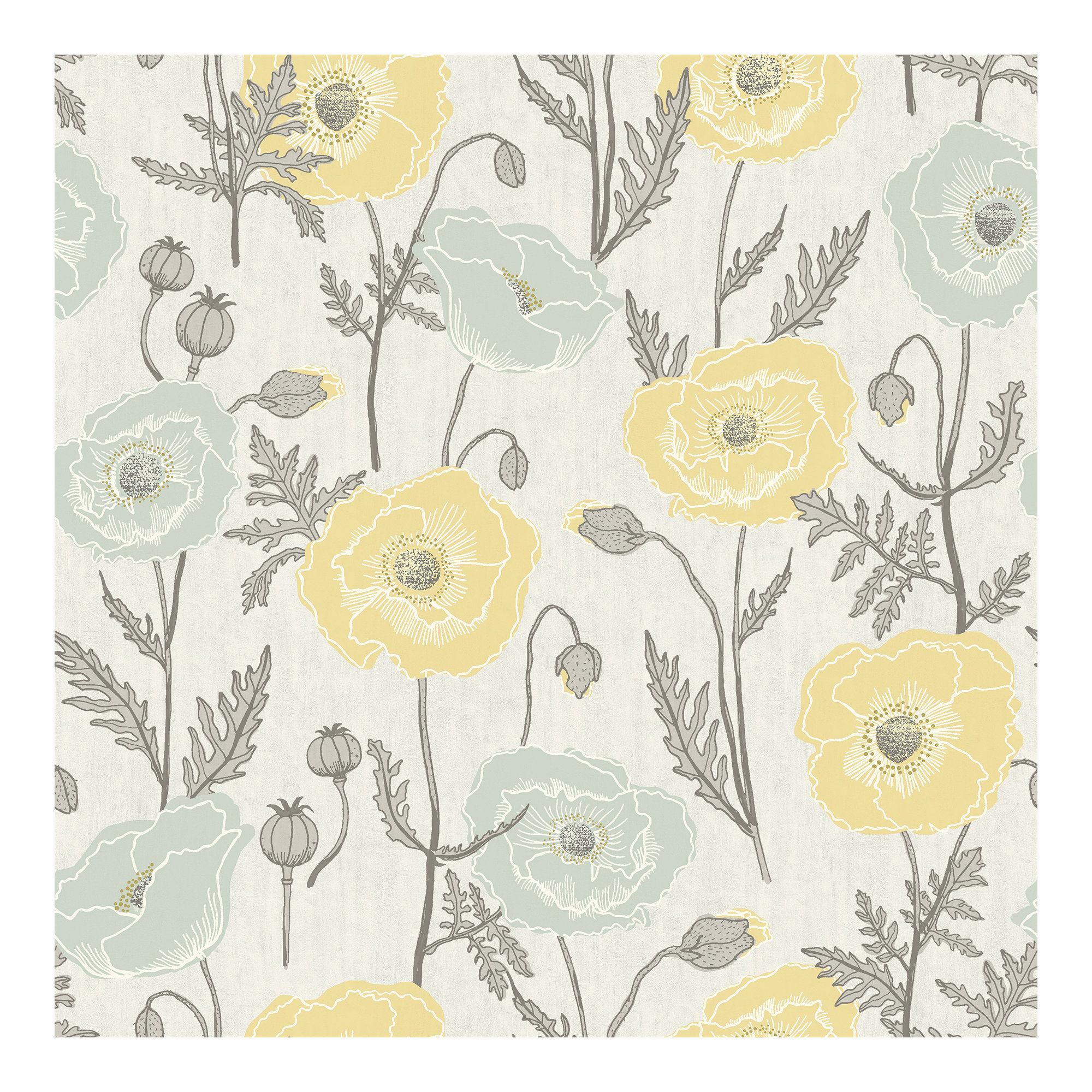 Kerin Peel & Stick Floral Wallpaper, Yellow/Aqua