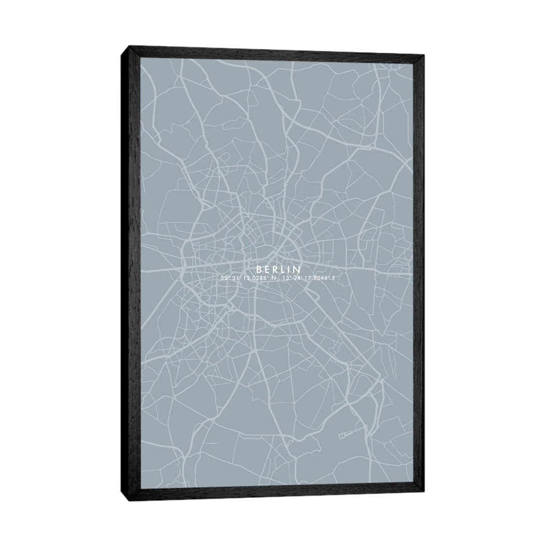 Berlin City Map Simplecolor by WallDecorAddict - Gallery-Wrapped Canvas Giclée on Canvas