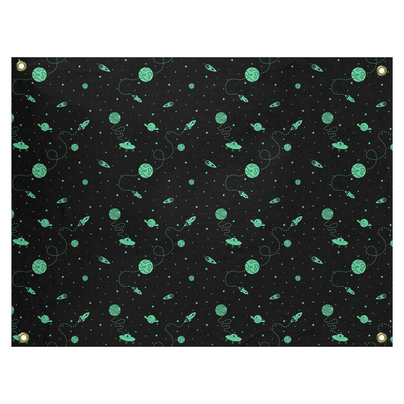 Avicia Machine Tapestry - Rod Included, 27.5" H x 37.5" W, Green/Black, Indoor/Outdoor
